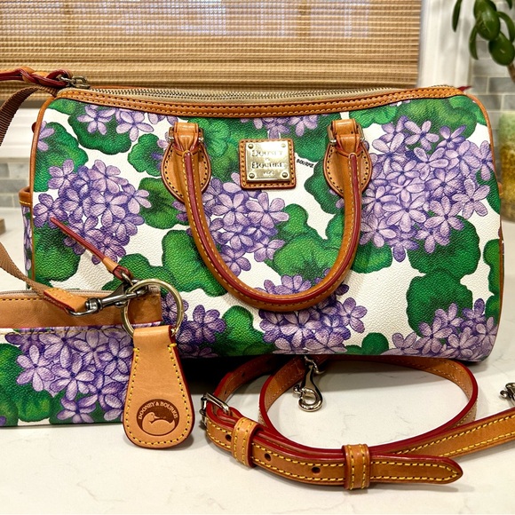 Dooney & Bourke Handbags - Dooney & Bourke Purple Hydrangea Barrel Satchel Set
